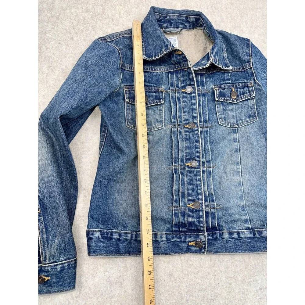 Gap Factory Store Women’s Button Denim Jean Jacket Size M 2 Top Pockets w/ Flaps - Picture 5 of 6